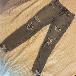 Distressed Gray Women Jeans